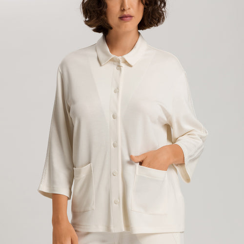 Pure Comfort Tencel™ Button Front Jacket | Misty White 78479-2123