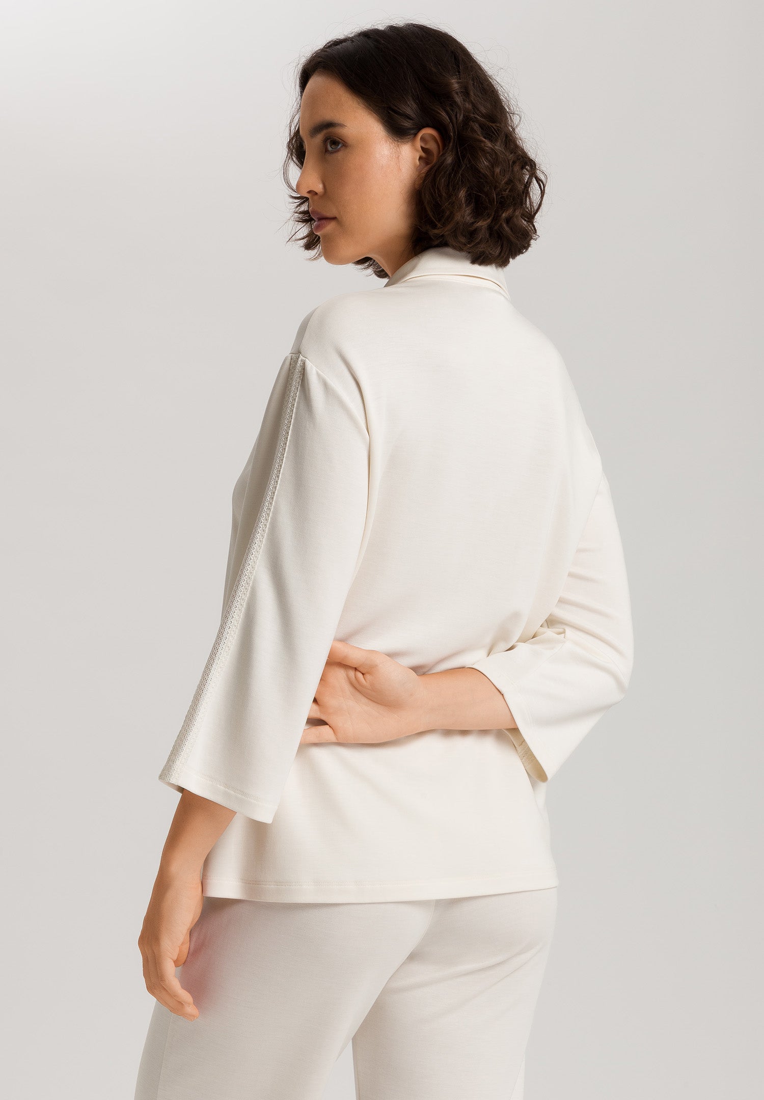 Pure Comfort Tencel™ Button Front Jacket | Misty White 78479-2123