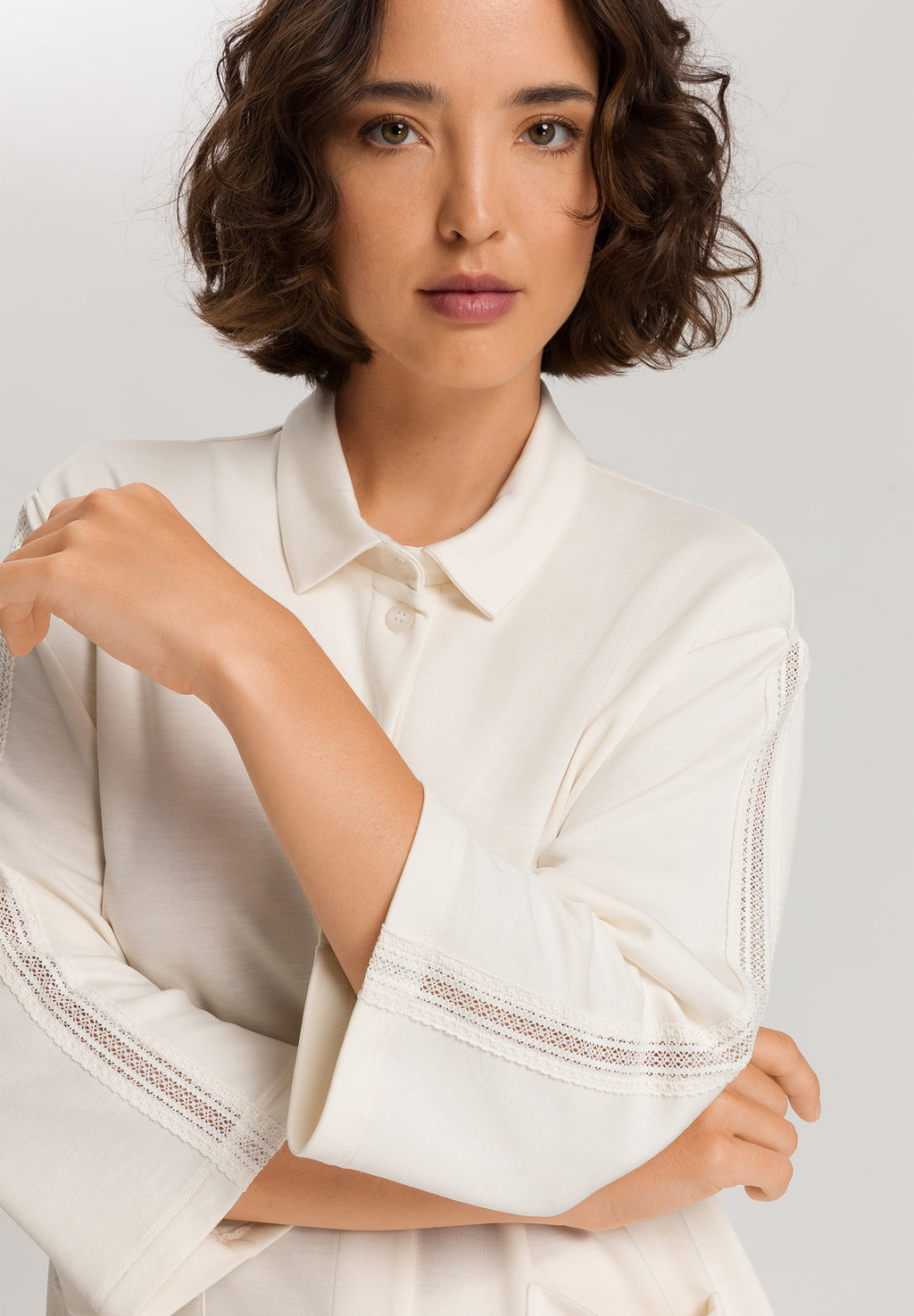 Pure Comfort Tencel™ Button Front Jacket | Misty White 78479-2123