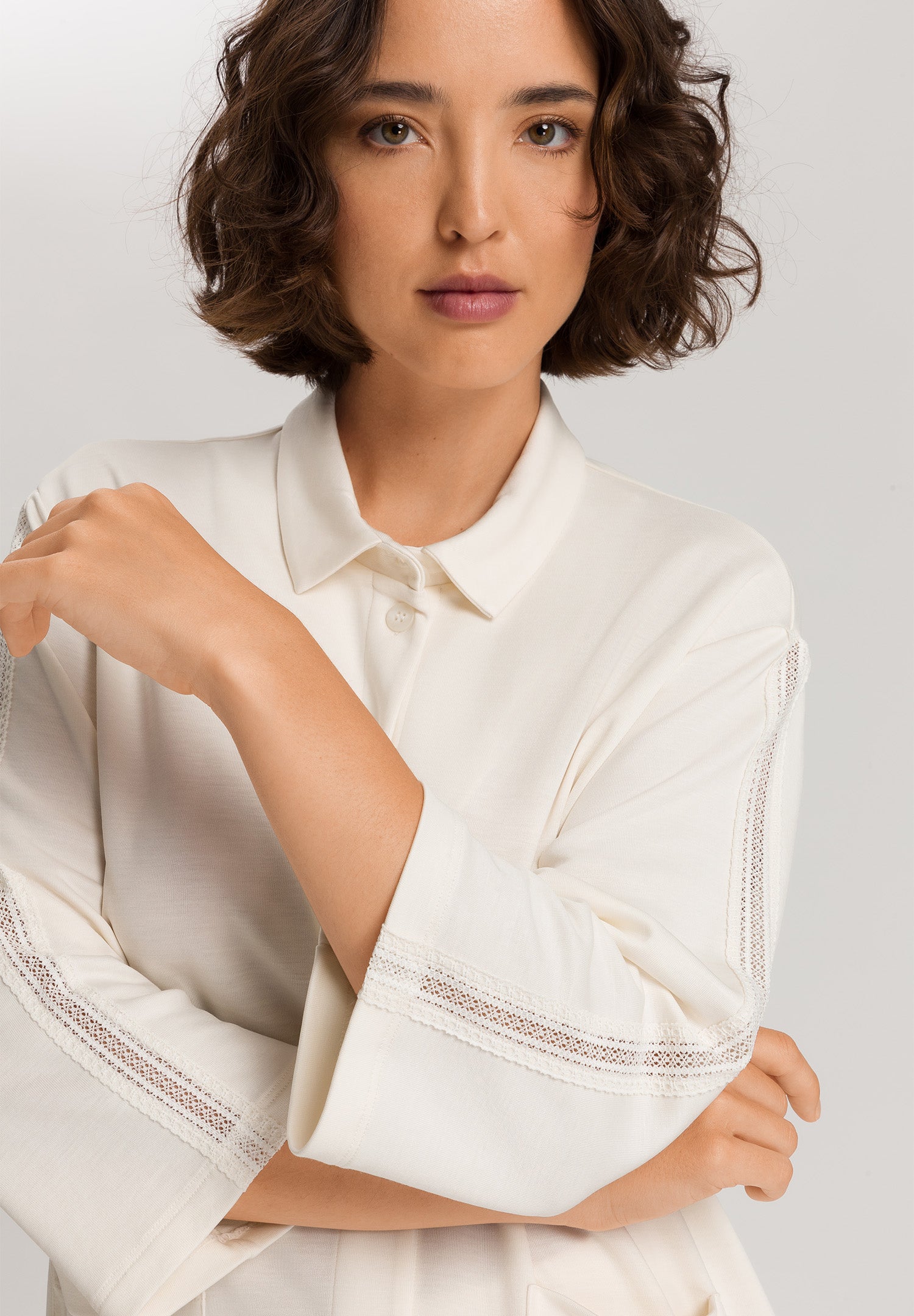 Pure Comfort Tencel™ Button Front Jacket | Misty White 78479-2123