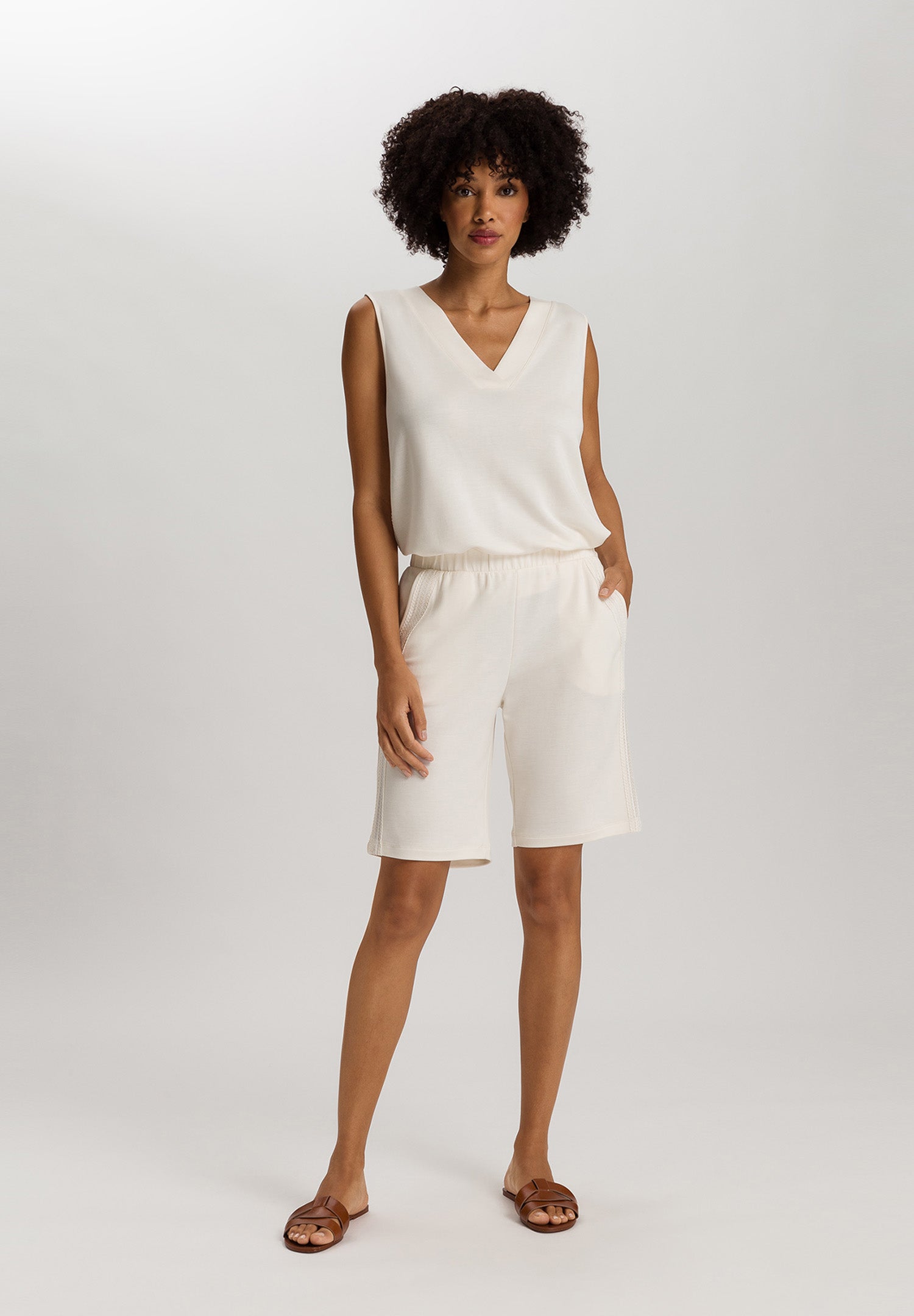 Pure Comfort Tencel™ Lounge Shorts | Misty White 78482-2123