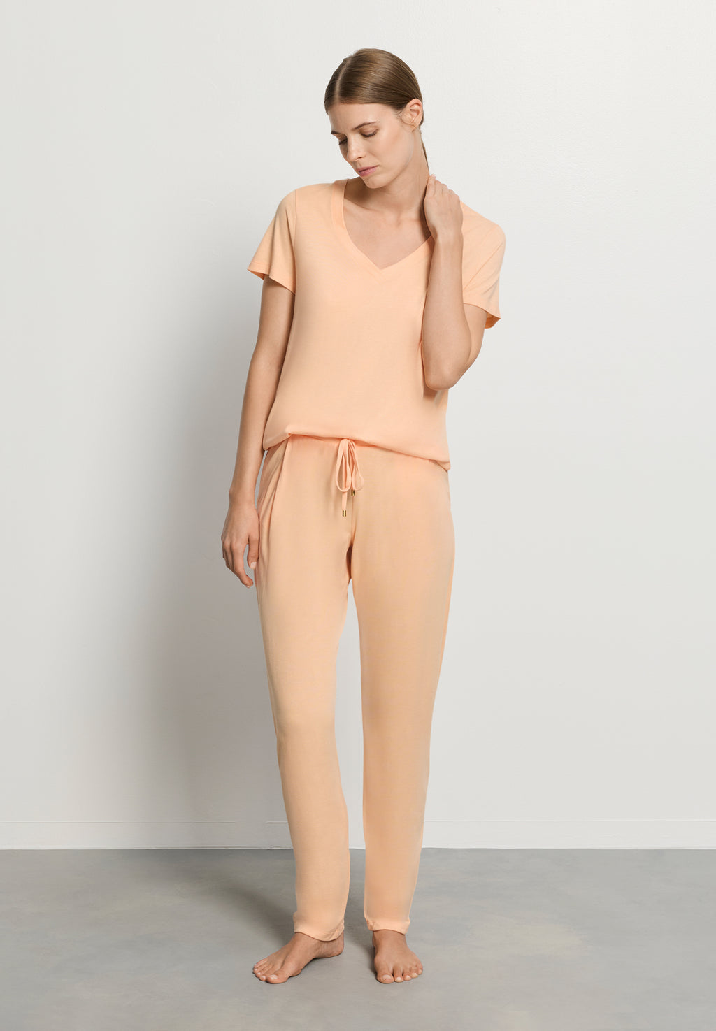 Sleep And Lounge Short Sleeve Shirt | Peach Nougat 79050-2274