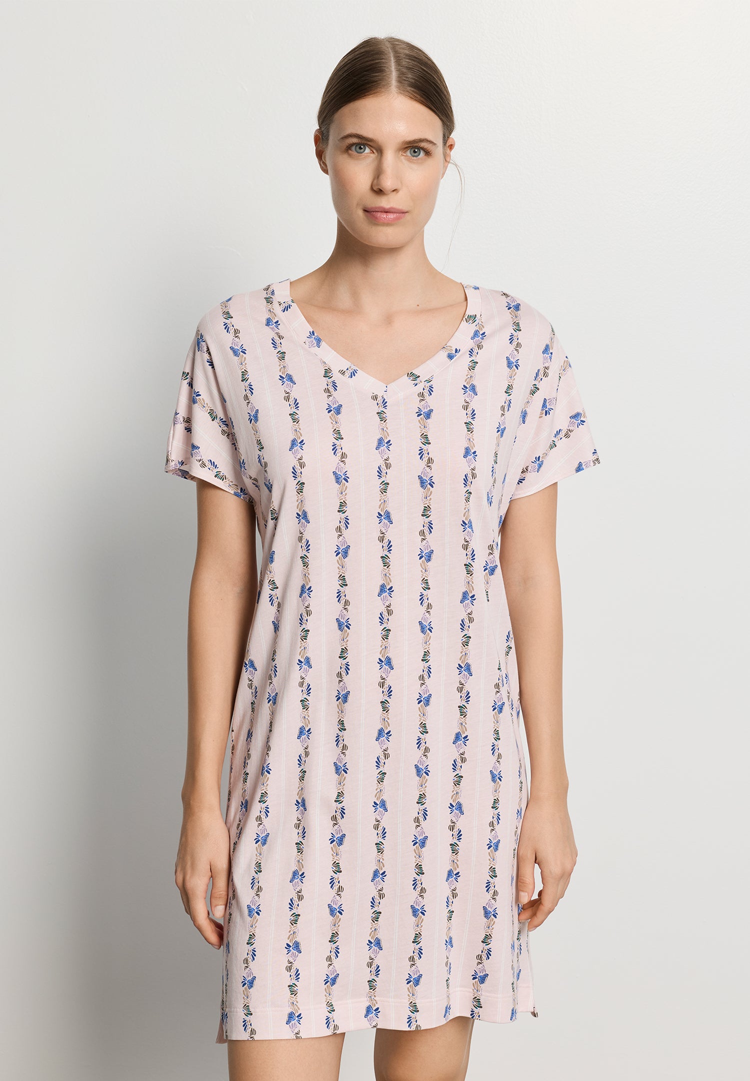 Sleep And Lounge S/Slv Gown | Feminine Stripe 79321-2391
