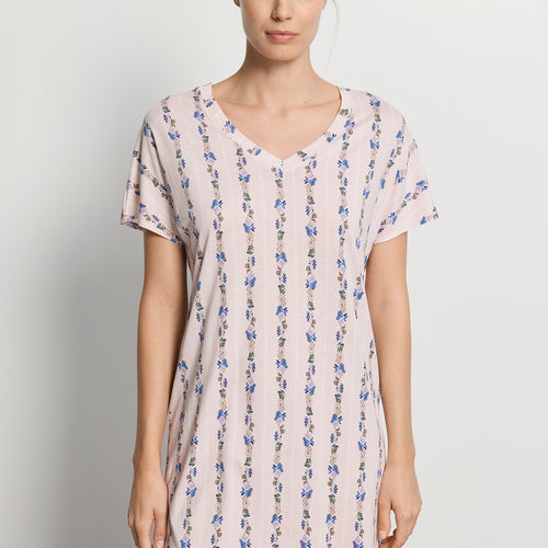 Sleep And Lounge S/Slv Gown | Feminine Stripe 79321-2391