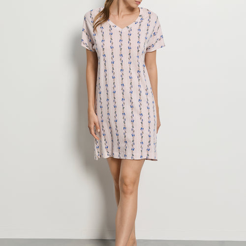 Sleep And Lounge S/Slv Gown | Feminine Stripe 79321-2391