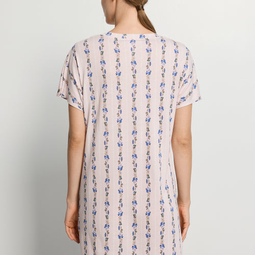 Sleep And Lounge S/Slv Gown | Feminine Stripe 79321-2391