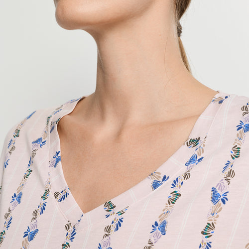 Sleep And Lounge S/Slv Gown | Feminine Stripe 79321-2391