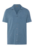 Casuals Notch Collar Button Front Shirt | Retro Blue Melange 75992-3082