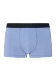 Light blue boxer briefs with a black waistband on a white background