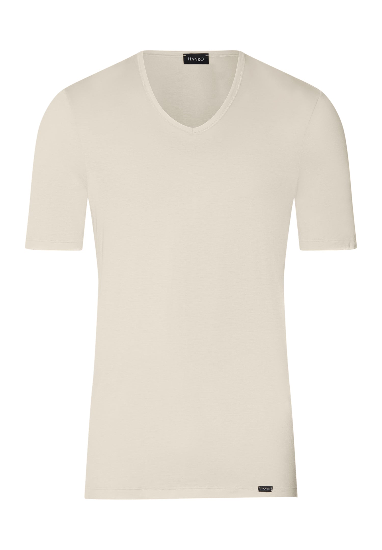 Beige V-neck t-shirt on a white background