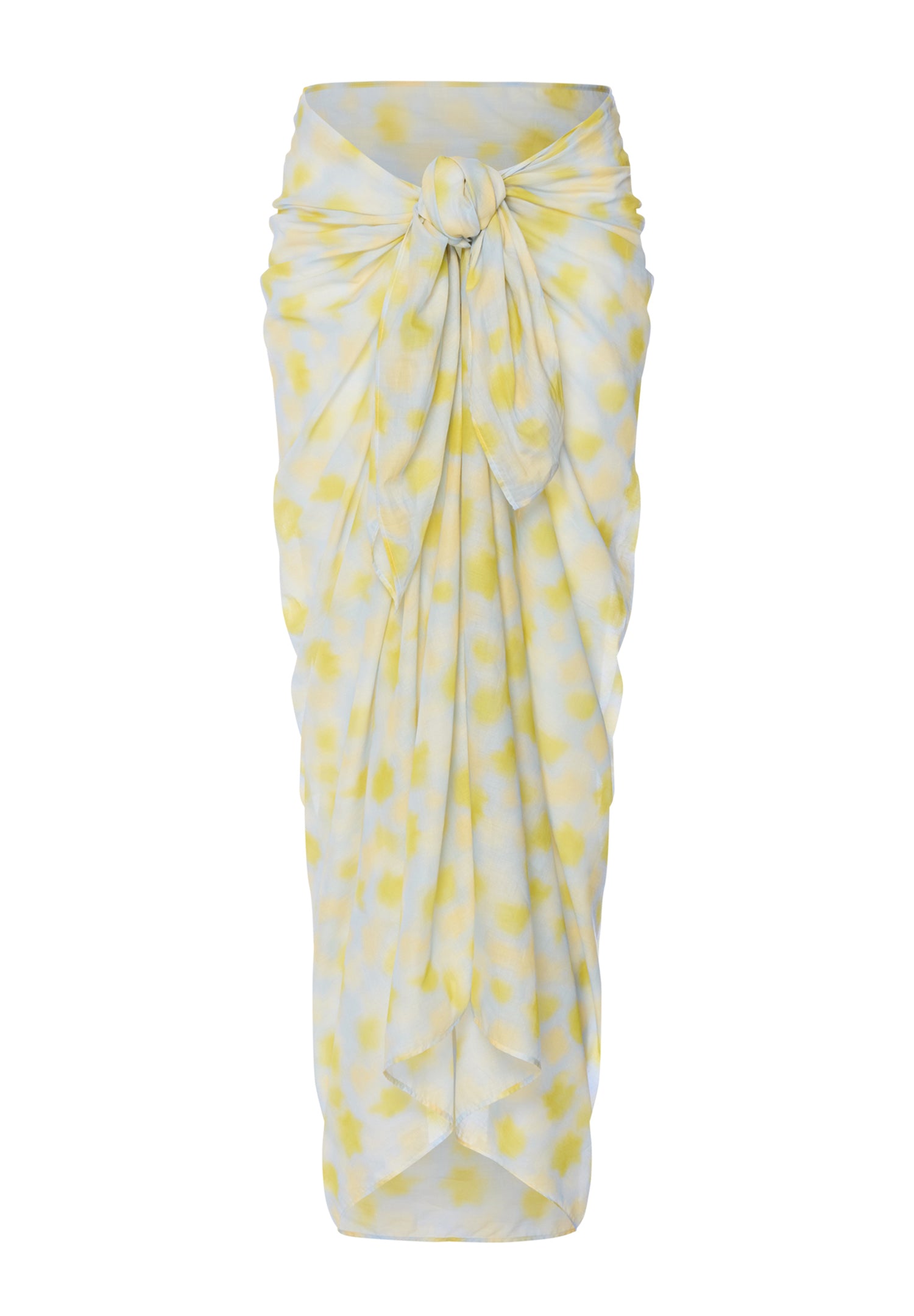 Yellow and white patterned pareo on a white background