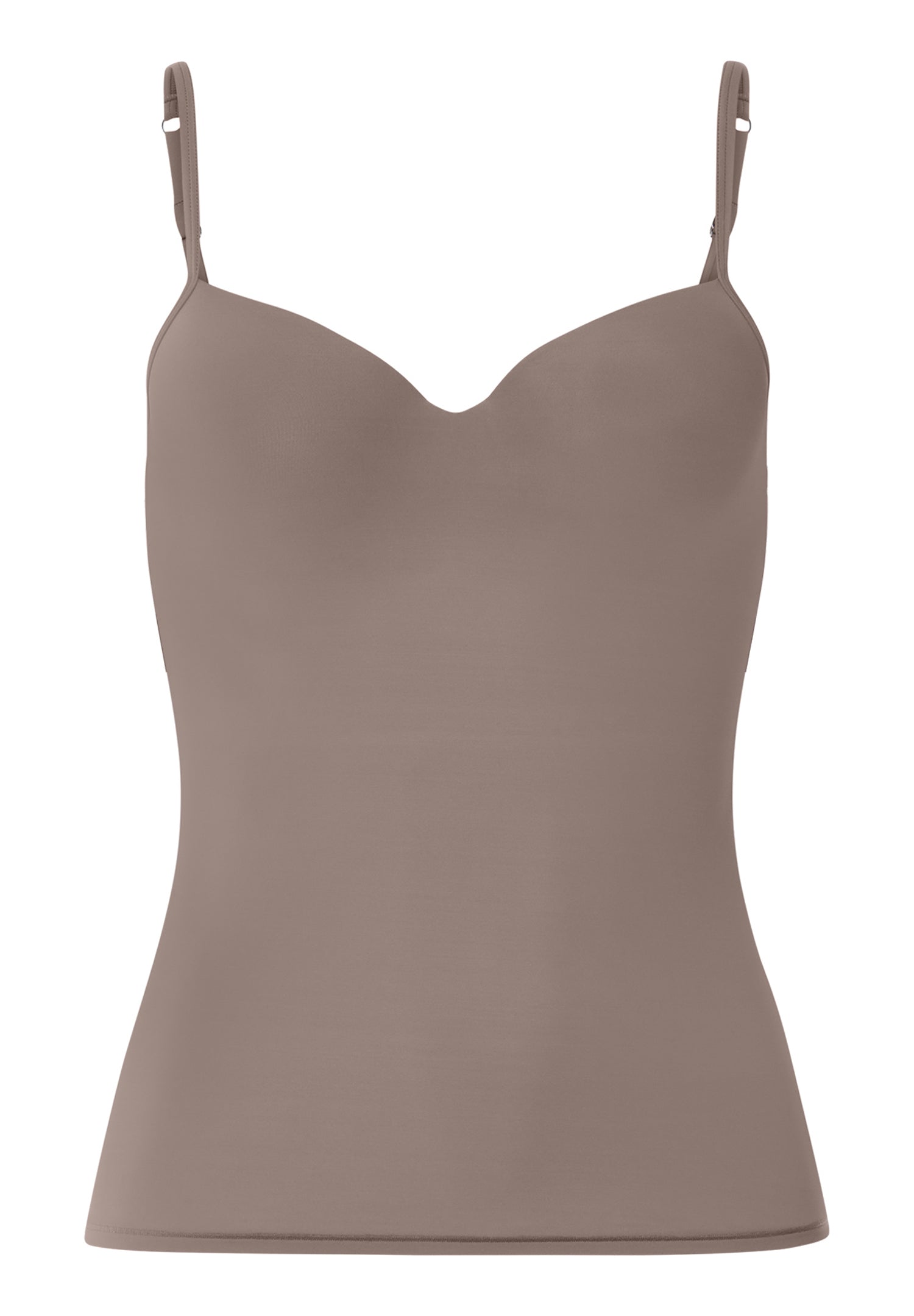 Brown camisole with thin straps on a white background