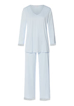 Inaya Scalloped Lace Cotton Pajama Set | Watery Blue 74739-2244