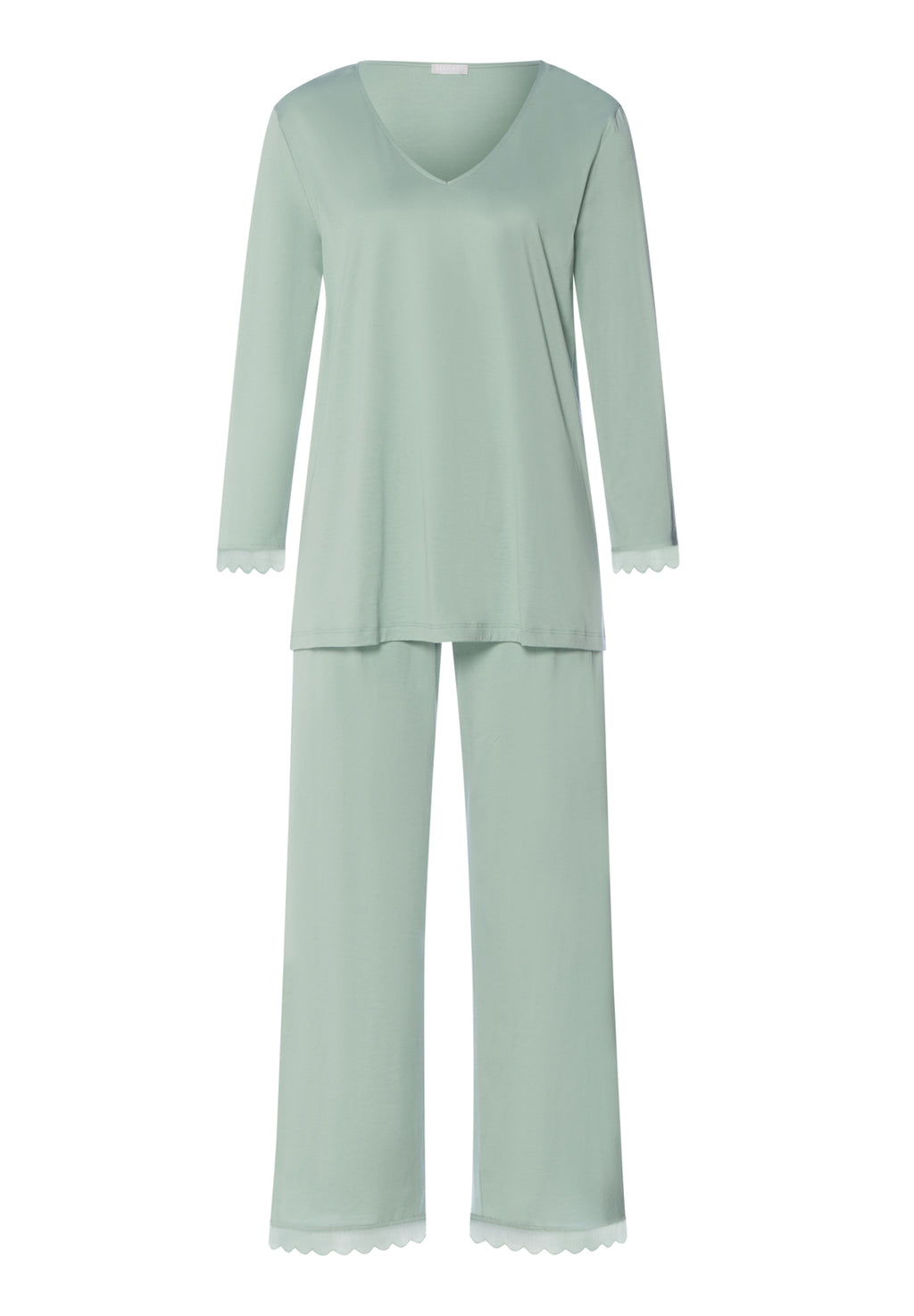Inaya Scalloped Lace Cotton Pajama Set | Dark Seafoam 74739-2733