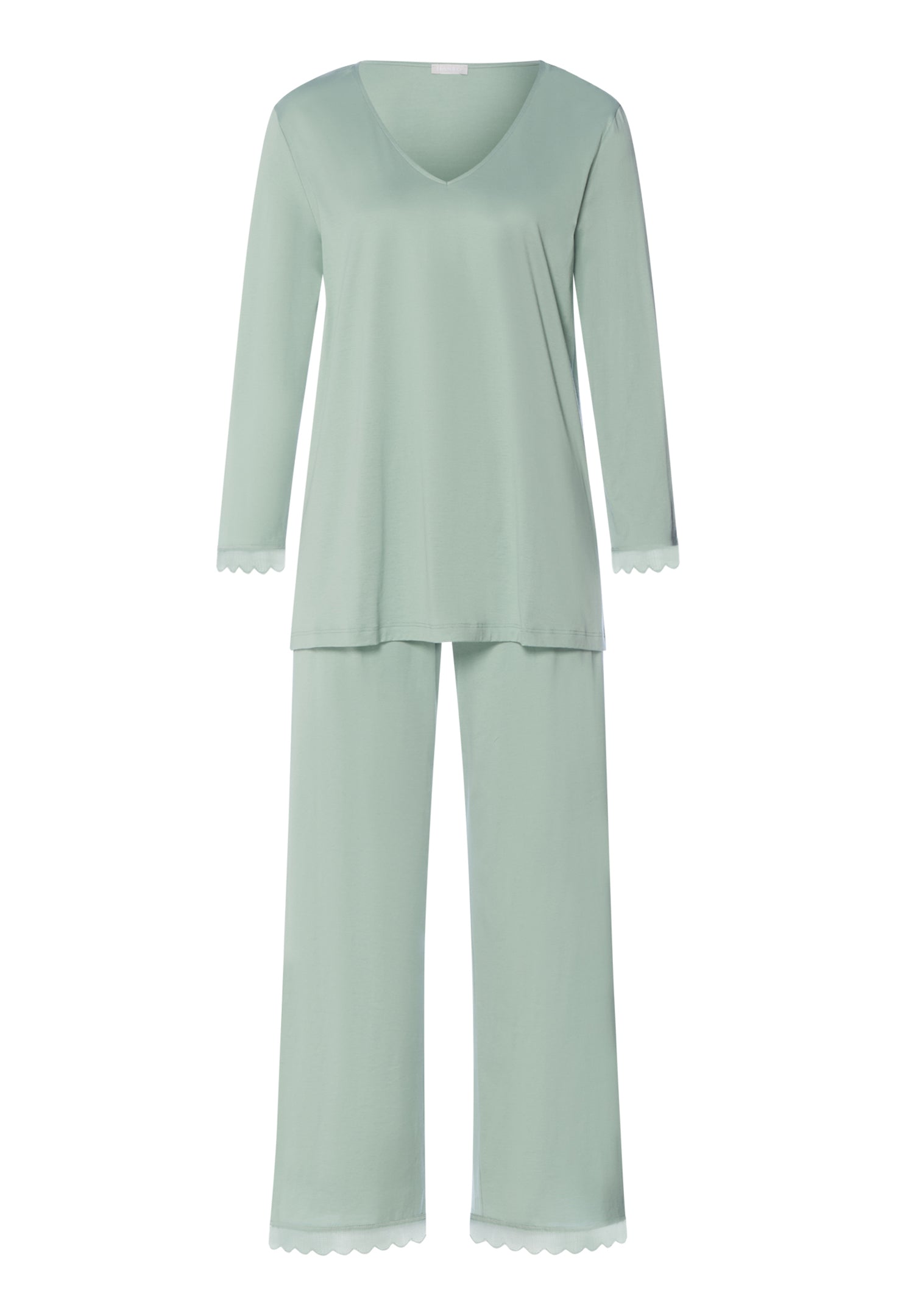 Inaya Scalloped Lace Cotton Pajama Set | Dark Seafoam 74739-2733