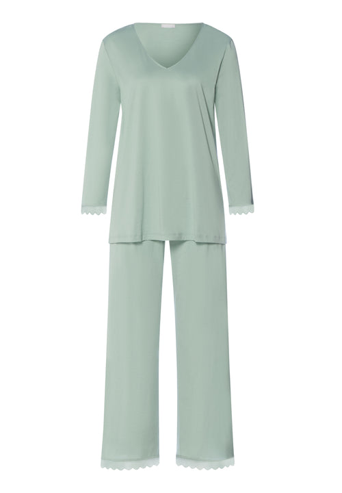Inaya Scalloped Lace Cotton Pajama Set | Dark Seafoam 74739-2733