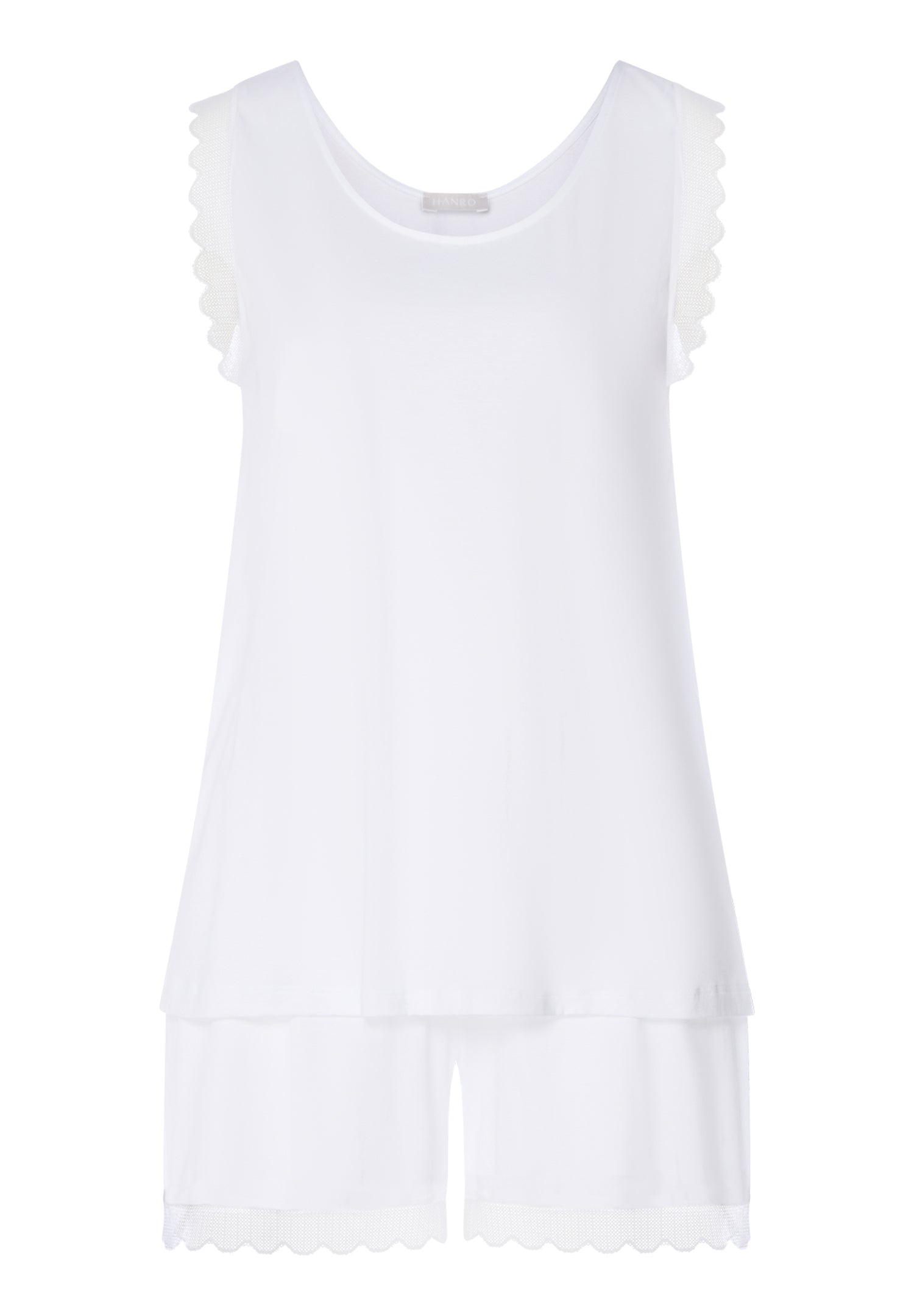 Inaya Scalloped Lace Cotton Pajama Set | White 74738-101