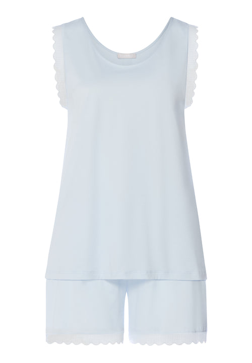 Inaya Scalloped Lace Cotton Pajama Set | Watery Blue 74738-2244