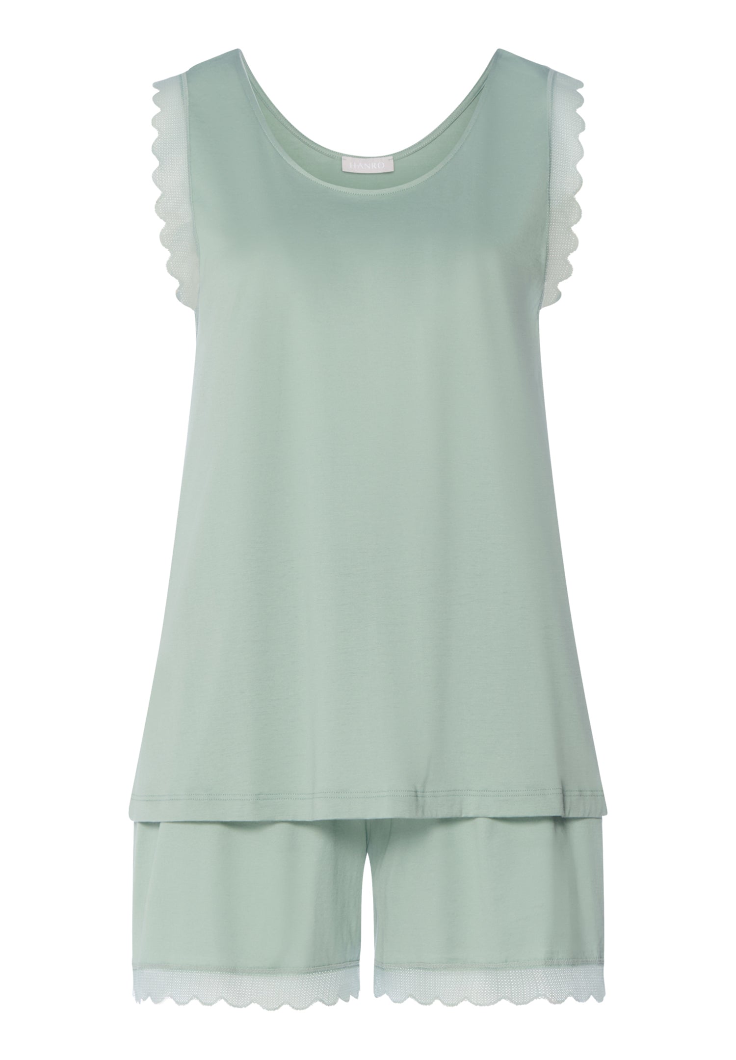 Inaya Scalloped Lace Cotton Pajama Set | Dark Seafoam 74738-2733