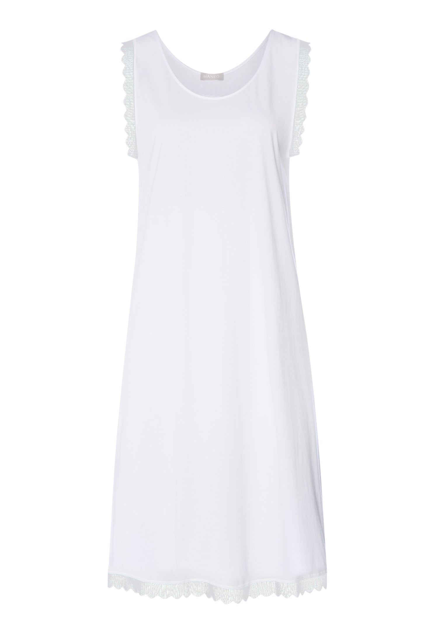 Inaya Scalloped Lace Cotton Tank Nightgown | White 74735-101