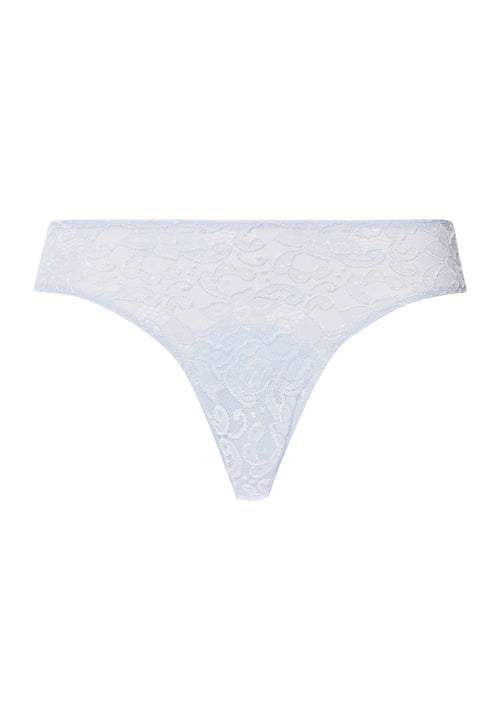 Light blue lace thong on a white background