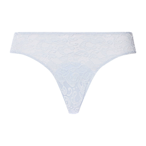 Light blue lace thong on a white background