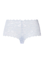 Light blue lace underwear on a white background