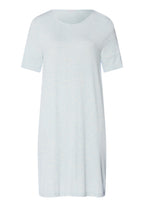 Natural Elegance Soft Round Neck Nightgown | Watery Blue Melange 74949-3081