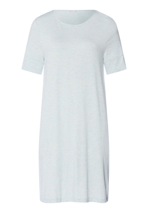 Natural Elegance Soft Round Neck Nightgown | Watery Blue Melange 74949-3081