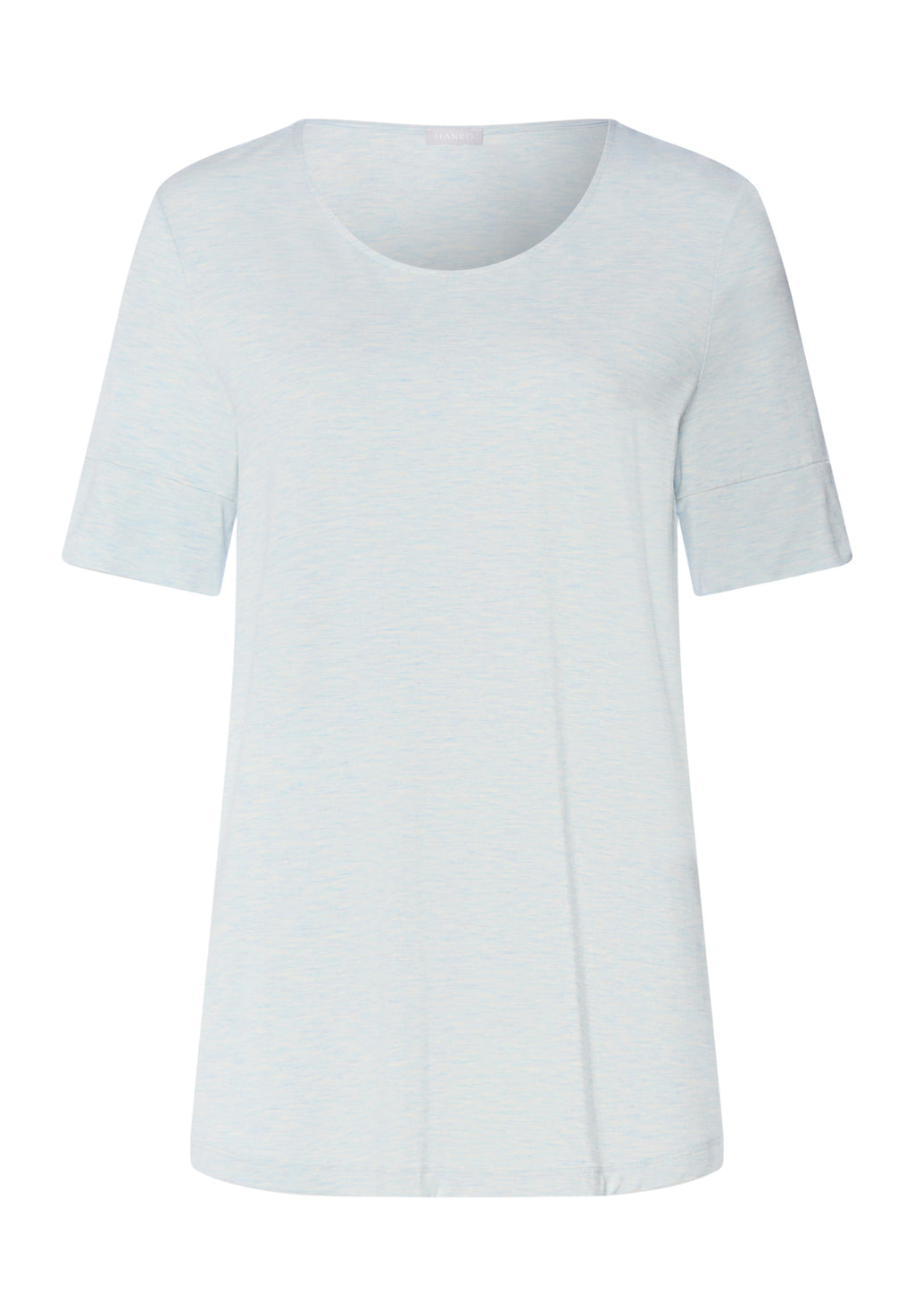 Natural Elegance Relaxed Round Neck Top | Watery Blue Melange 74902-3081