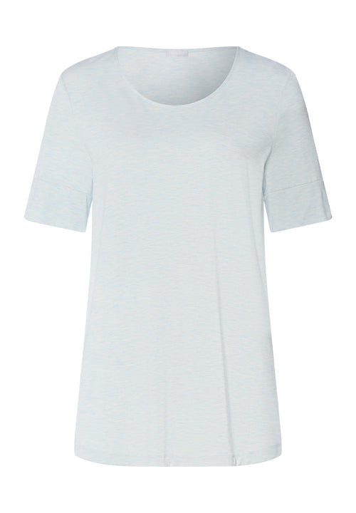Natural Elegance Relaxed Round Neck Top | Watery Blue Melange 74902-3081