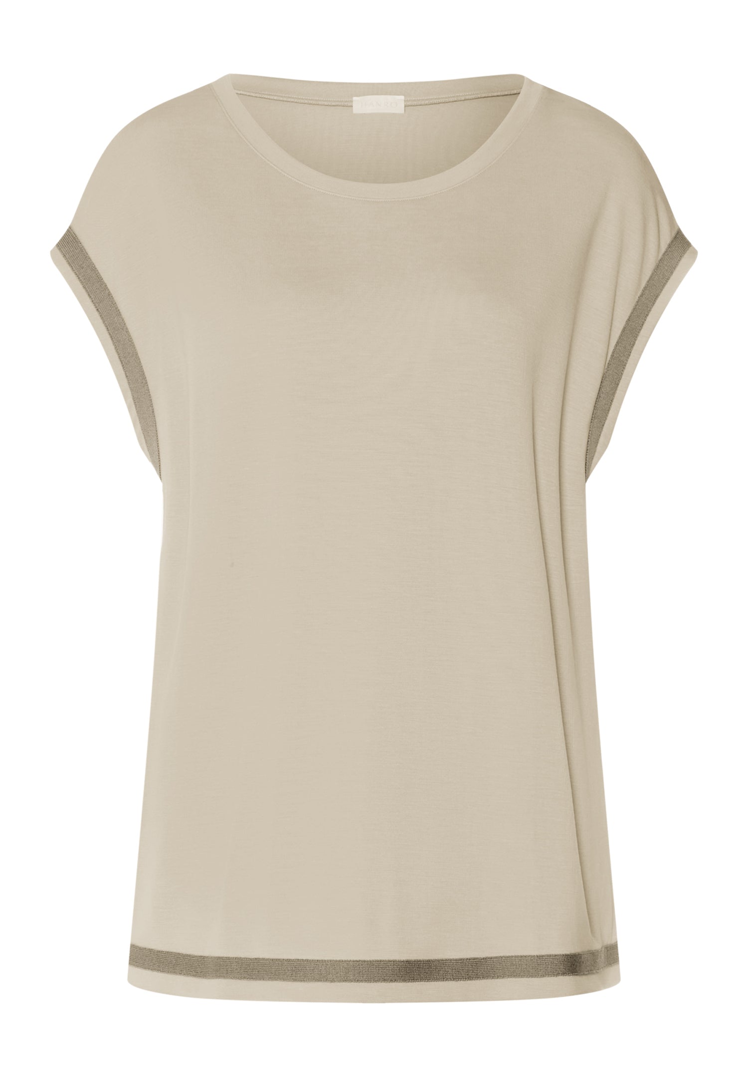 Green sleeveless top with trim on a white background