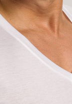 Cotton Sporty V-Neck Cotton T-Shirt | White 73510-101