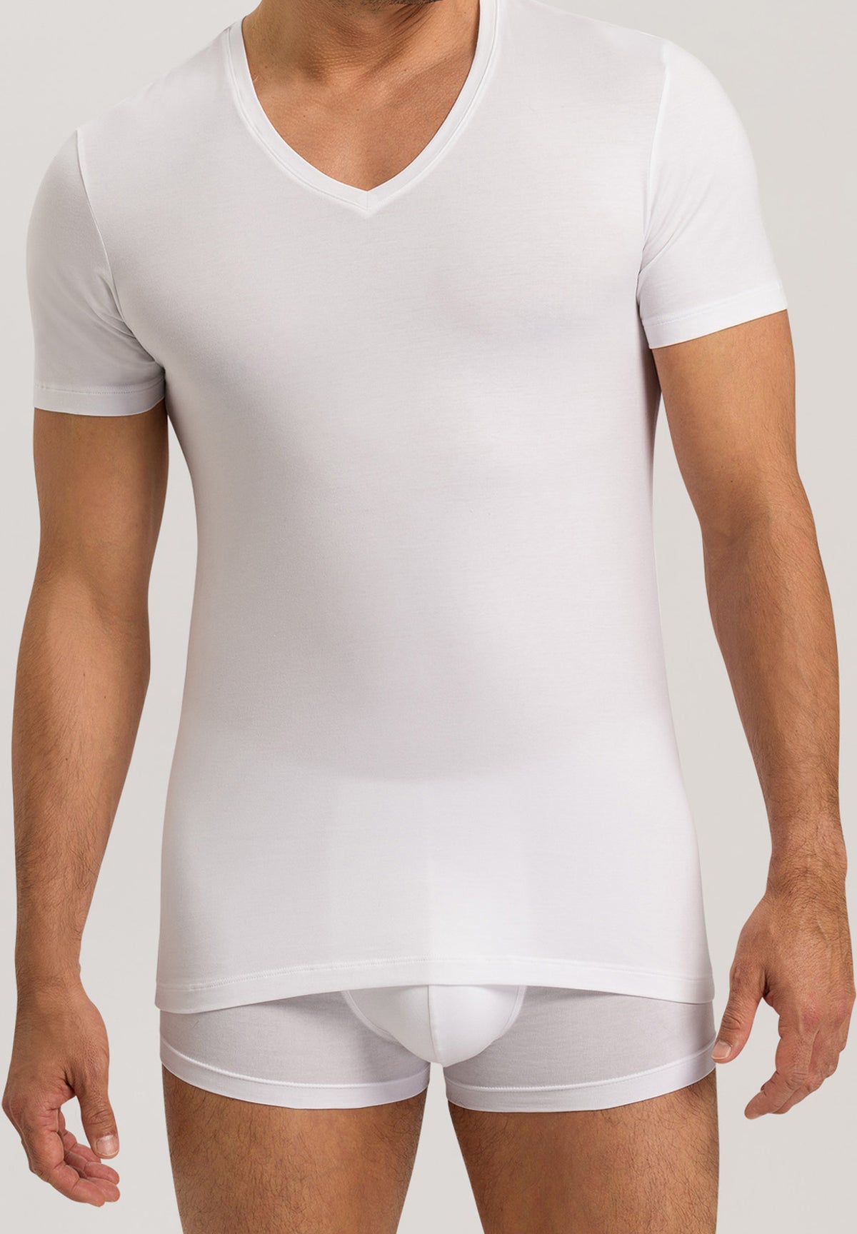 Cotton Superior Fitted V-Neck Cotton T-Shirt | White 73089-101