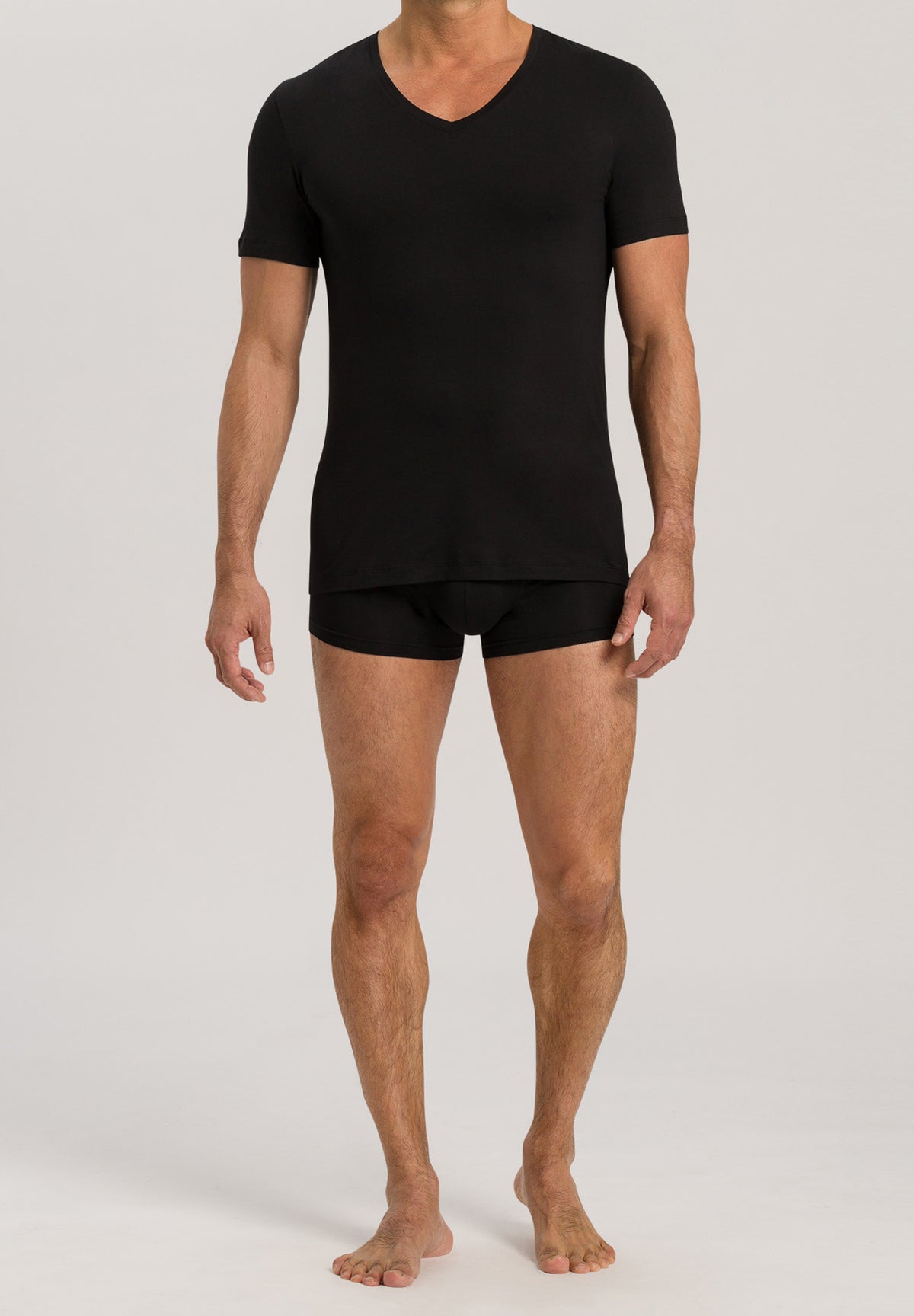 Cotton Superior Fitted V-Neck Cotton T-Shirt | Black 73089-199