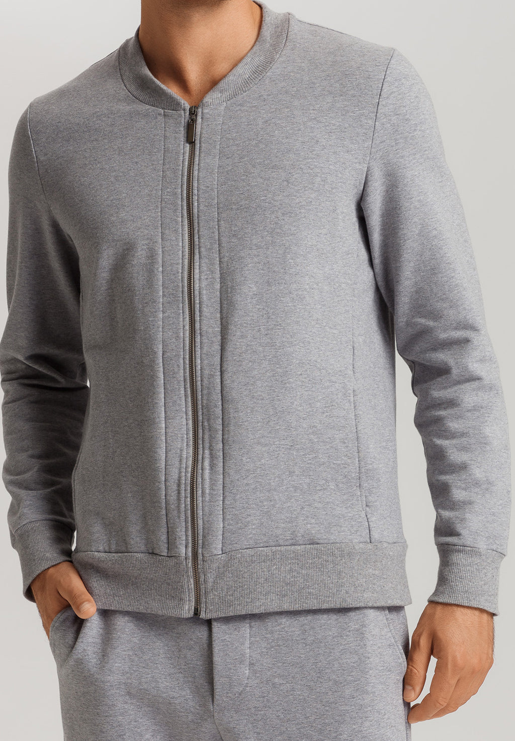 Natural Living Organic Cotton Zip-Up Jacket | Grey Melange 75774-3014