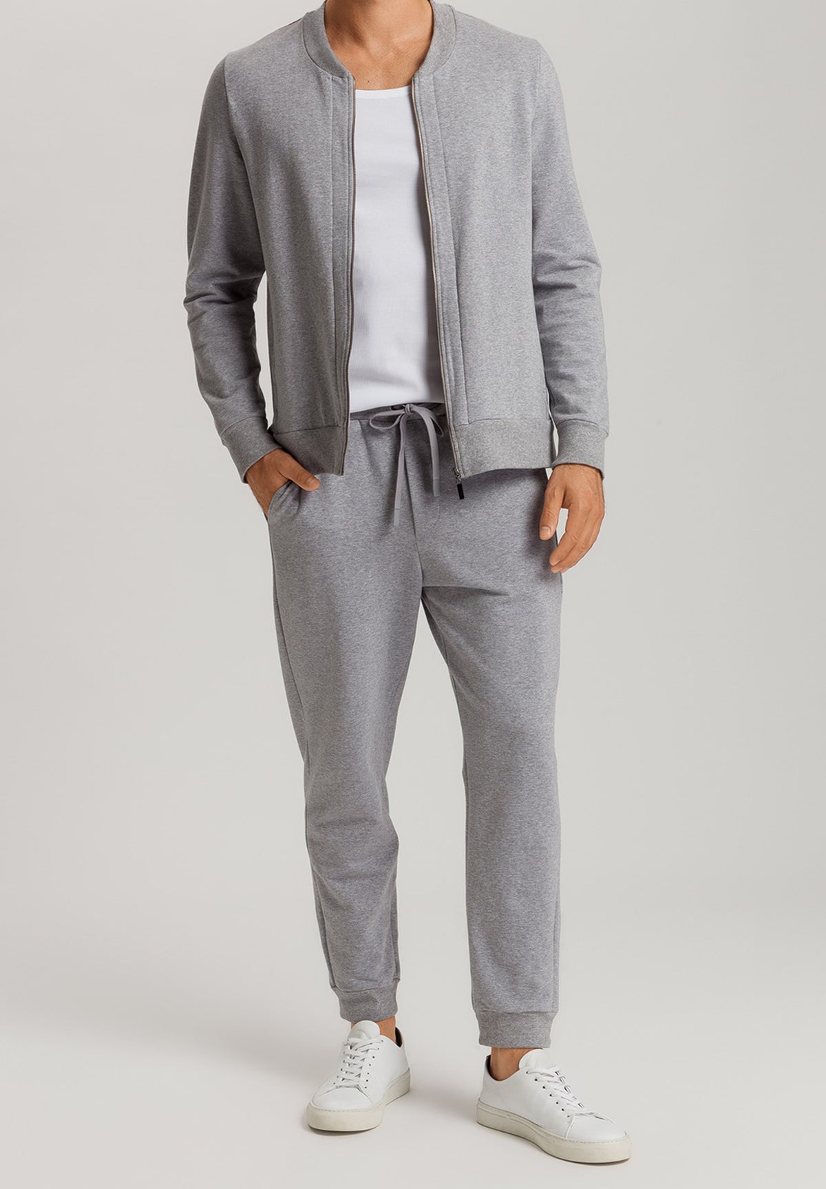 Natural Living Organic Cotton Zip-Up Jacket | Grey Melange 75774-3014