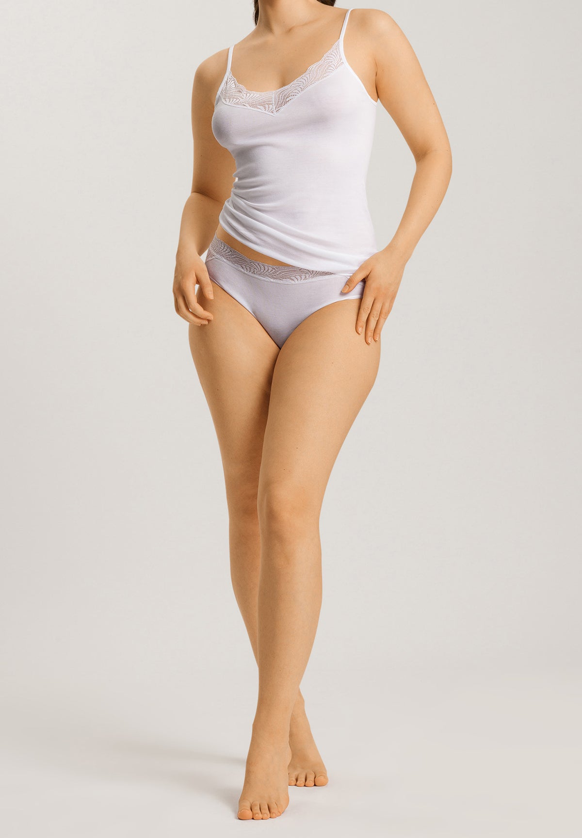 Cotton Delight Lace Trim Cotton High Cut Brief | White 71835-101