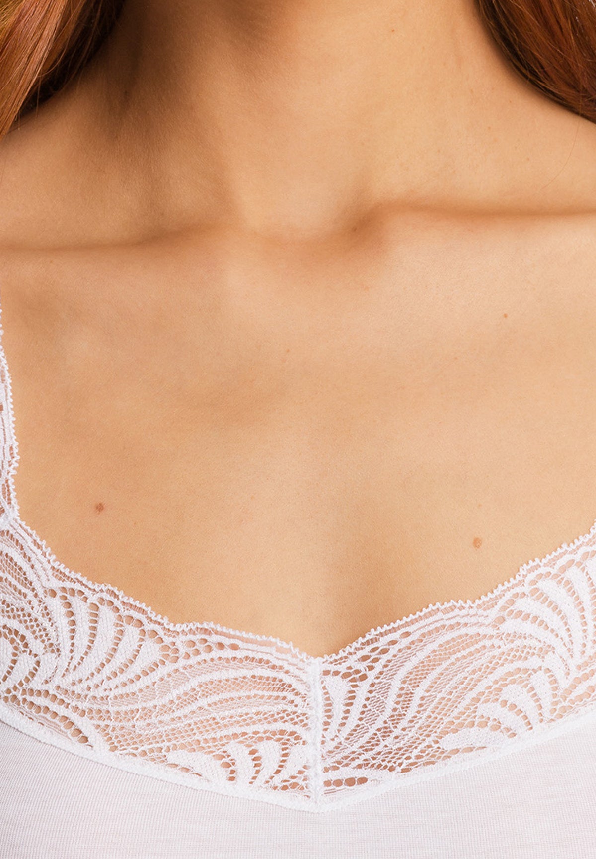 Cotton Delight Lace Trim Cotton Tank Top | White 71837-101