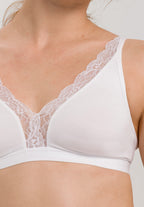 Cotton Lace Lace Trim Soft Cup Bra | White 72431-101