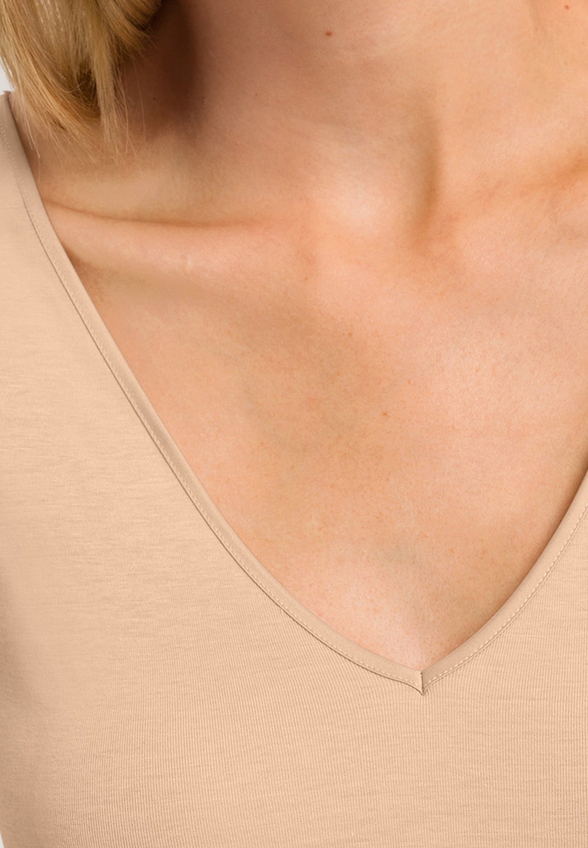 Cotton Seamless V-Neck Cotton Tank Top | Beige 71602-274
