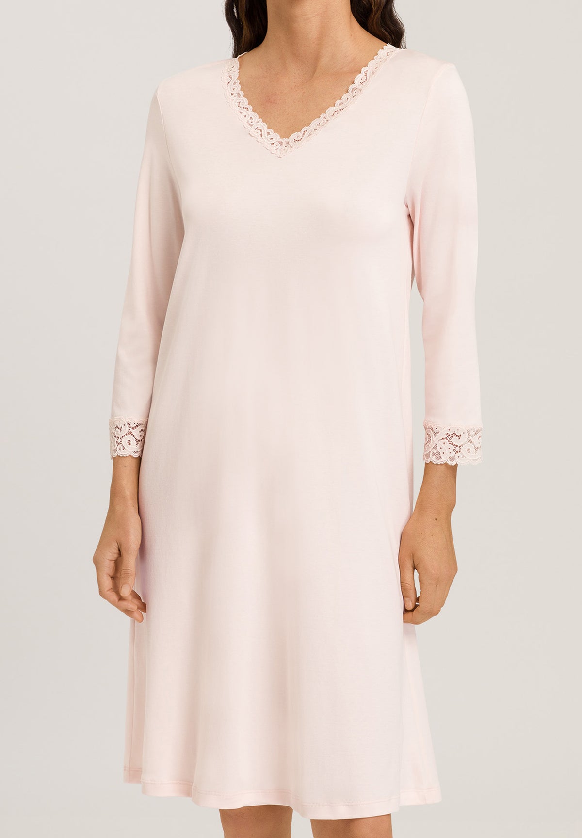 Moments Lace Trim Cotton Nightgown | Crystal Pink 77162-1334