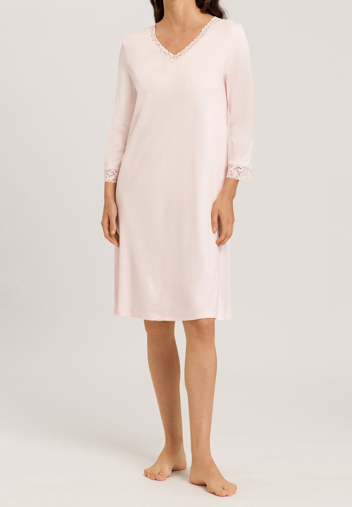 Moments Lace Trim Cotton Nightgown | Crystal Pink 77162-1334