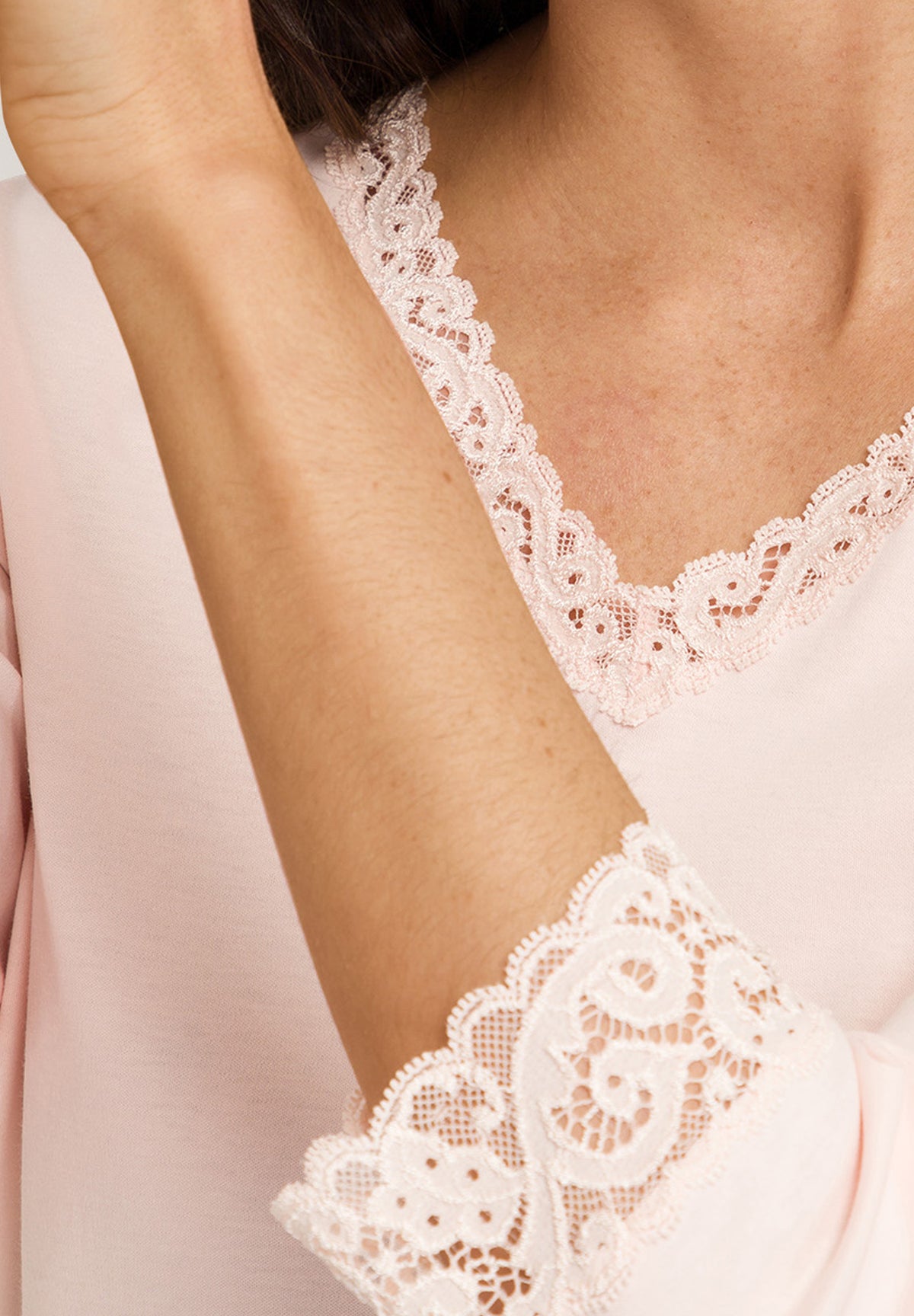 Moments Lace Trim Cotton Nightgown | Crystal Pink 77162-1334