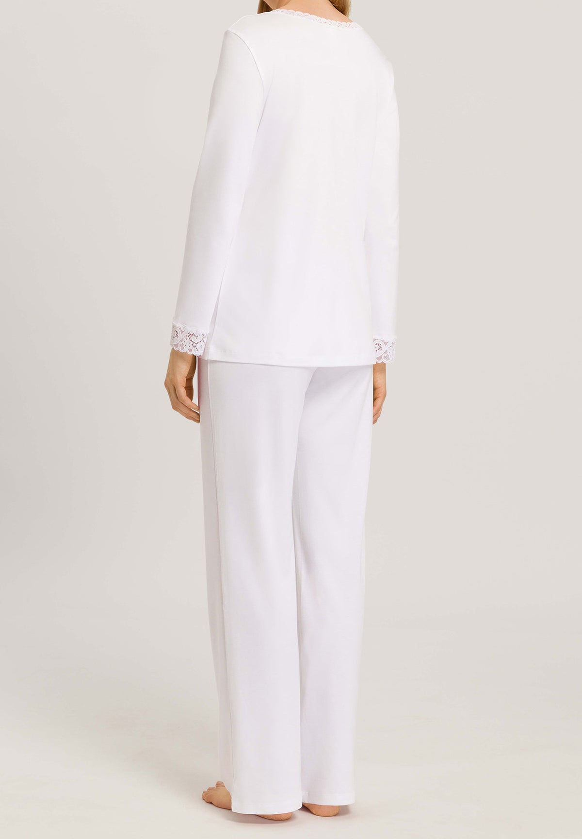 Moments Lace Trim Cotton Pajama Set | White 77041-101