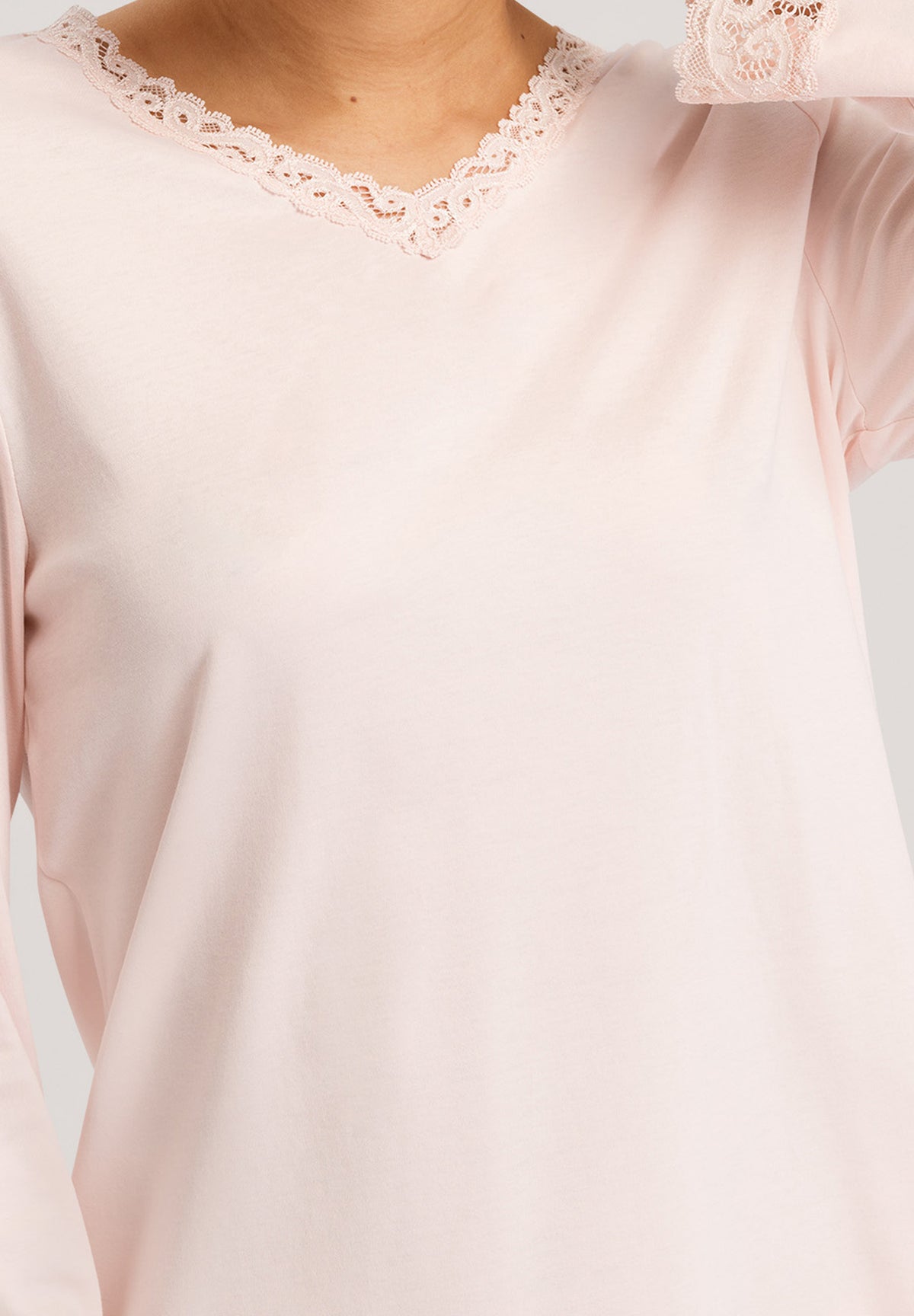 Moments Lace Trim Cotton Pajama Set | Crystal Pink 77041-1334