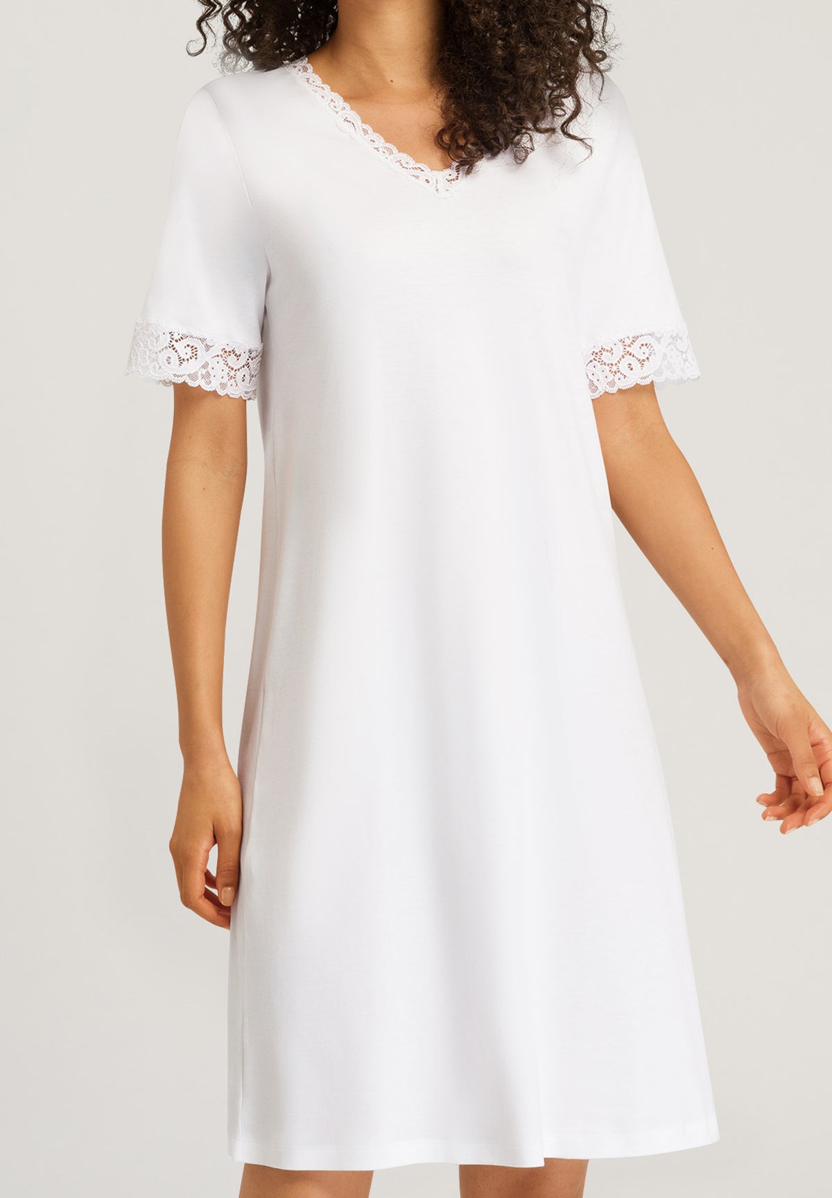 Moments Lace Trim Cotton Nightgown | White 77040-101
