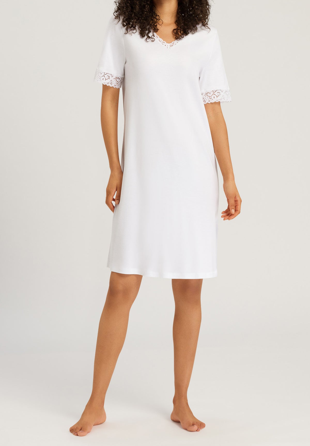 Moments Lace Trim Cotton Nightgown | White 77040-101