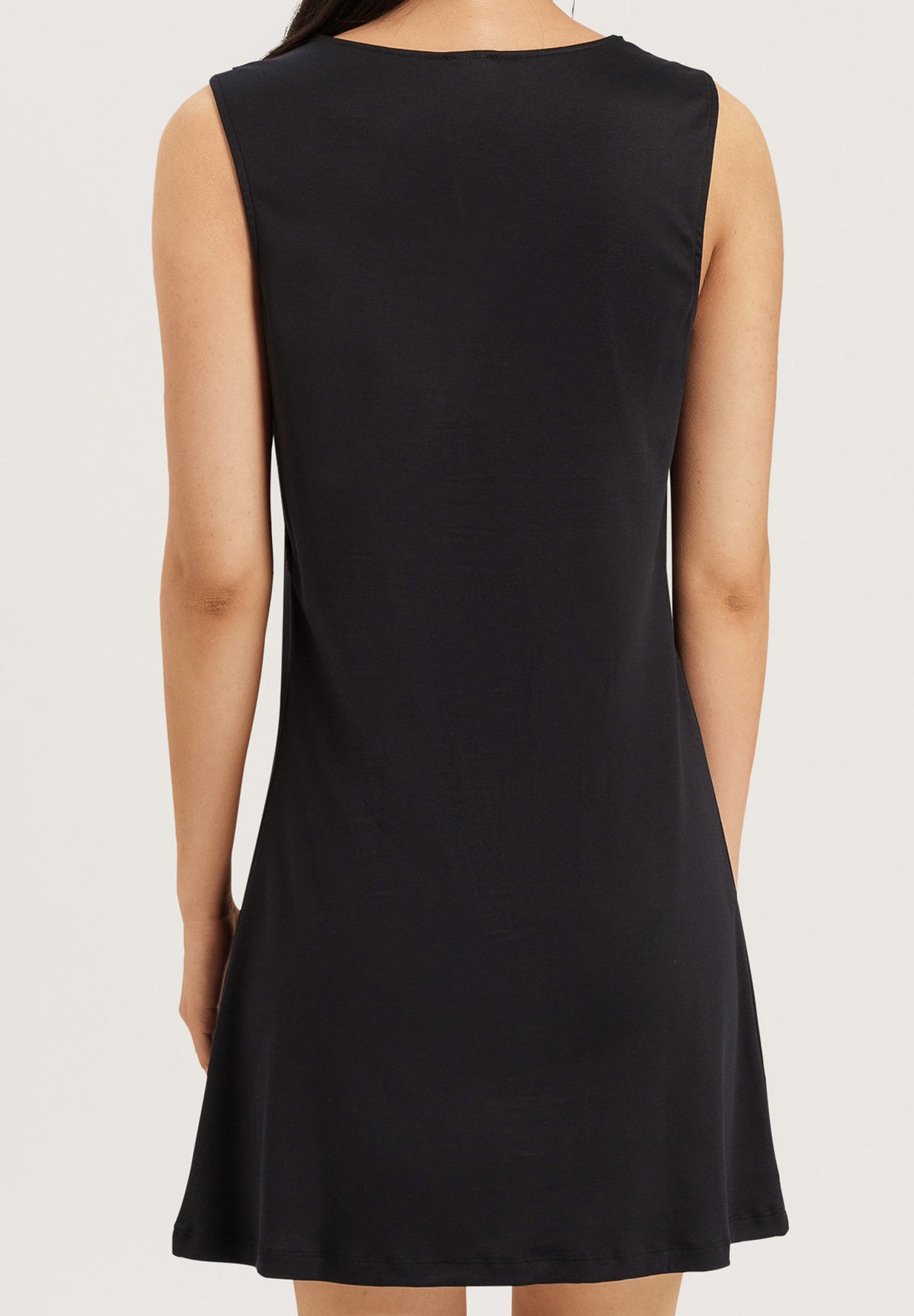 Moments V-Neck Cotton Tank Nightgown | Black 77929-019