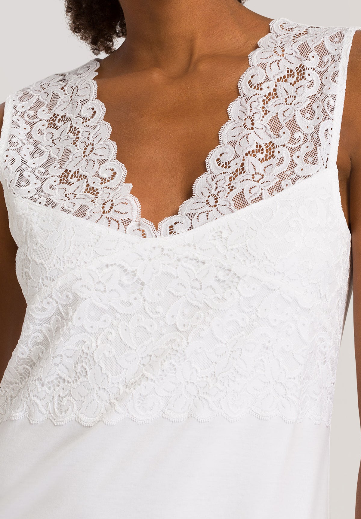 Moments V-Neck Cotton Tank Nightgown | White 77929-101